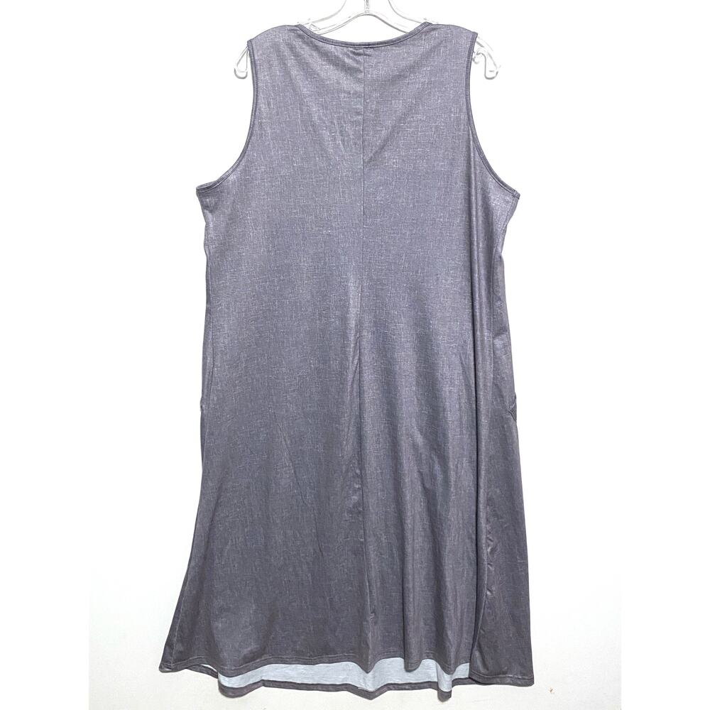 Shein Curve Gray Sleeveless Tank Top Dress Womens 1XL Pockets Casual Summer - Picture 3 of 7